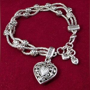Brighton Reno Crystal Heart Triple Strand Bracelet
